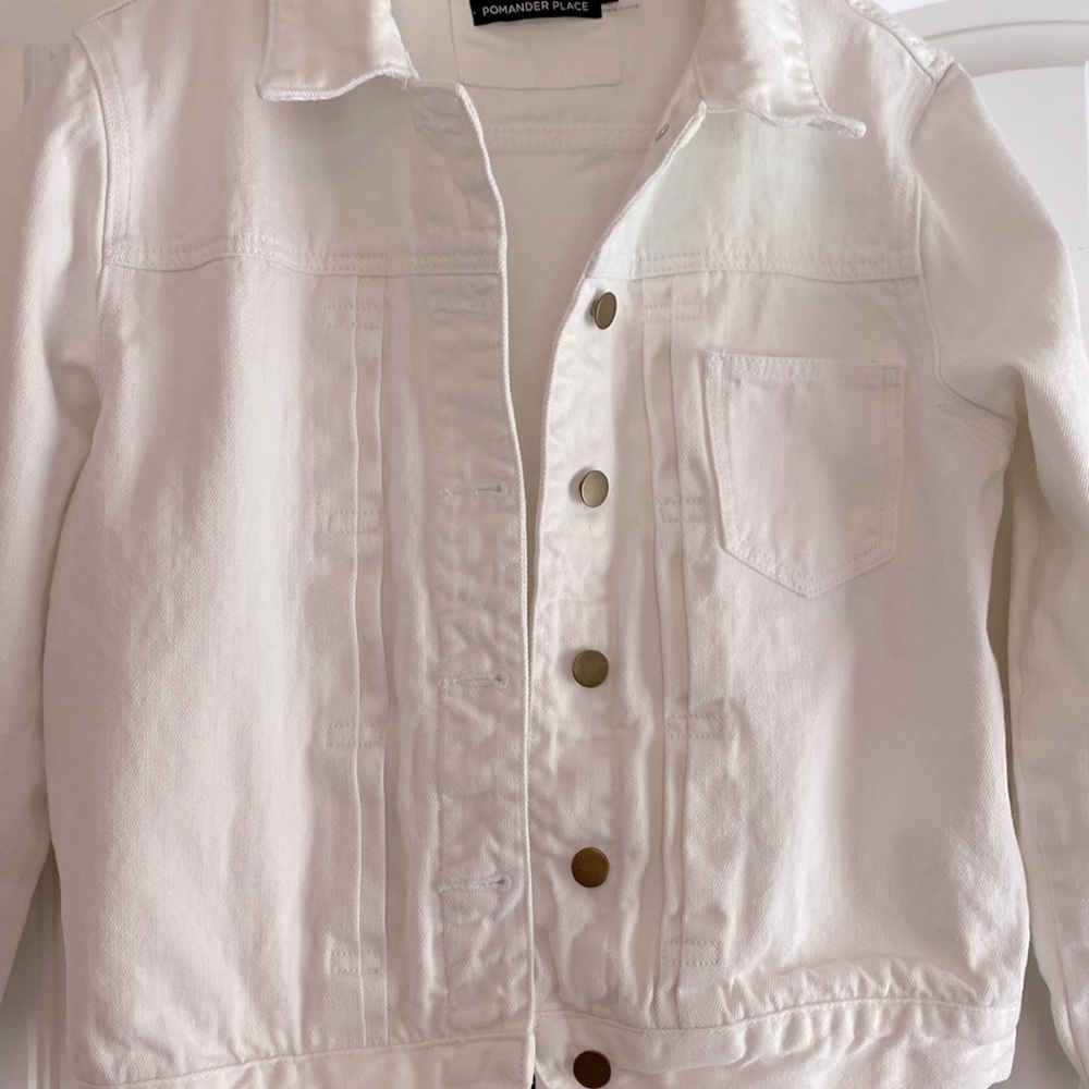 Pomander Place by‎ Tuckernuck White Denim Laurent Jacket Women's Size M - Picture 5 of 10
